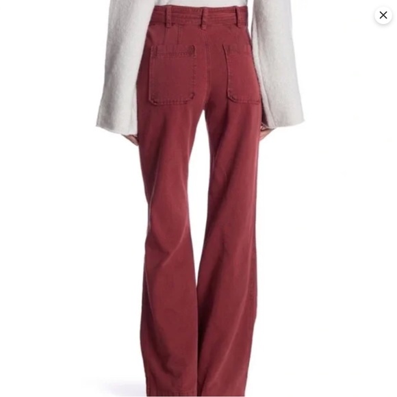 Free People 💐 high waisted brick red slim flare jeans - Picture 3 of 14